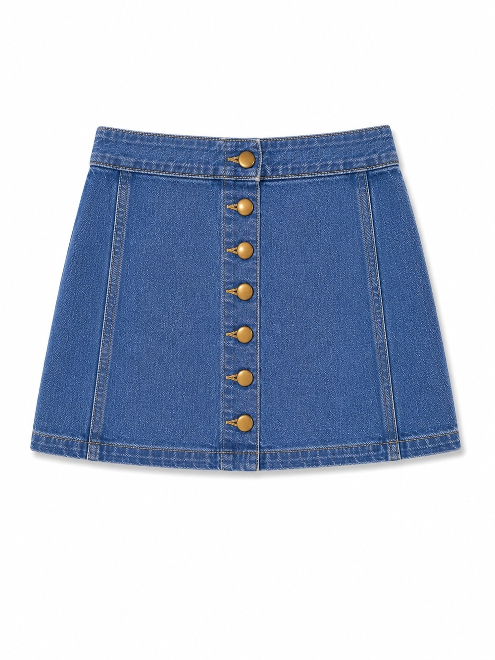 American Apparel Blue Denim Button-Front Mini Skirt, Size Small